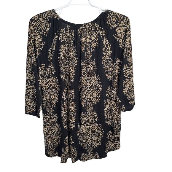 Lucky Brand Size 3X Tunic Blouse Popover Keyhole Puff 3/4 Sleeve Light Flowy - Picture 3 of 11